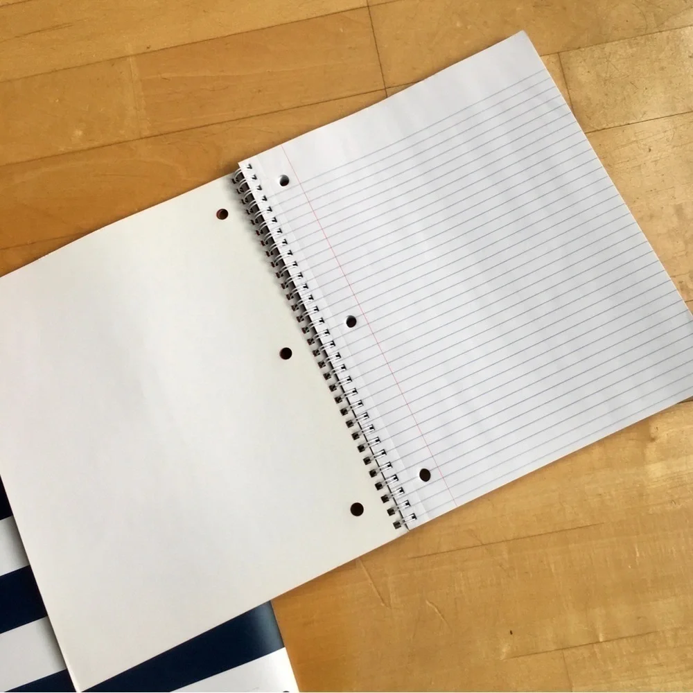 Nautical Anchor on Stripe Notebook + Folder Stationery Set, Navy, White, Red